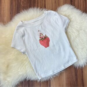 Strawberry Shortcake White Ribbed Baby Tee • Size S